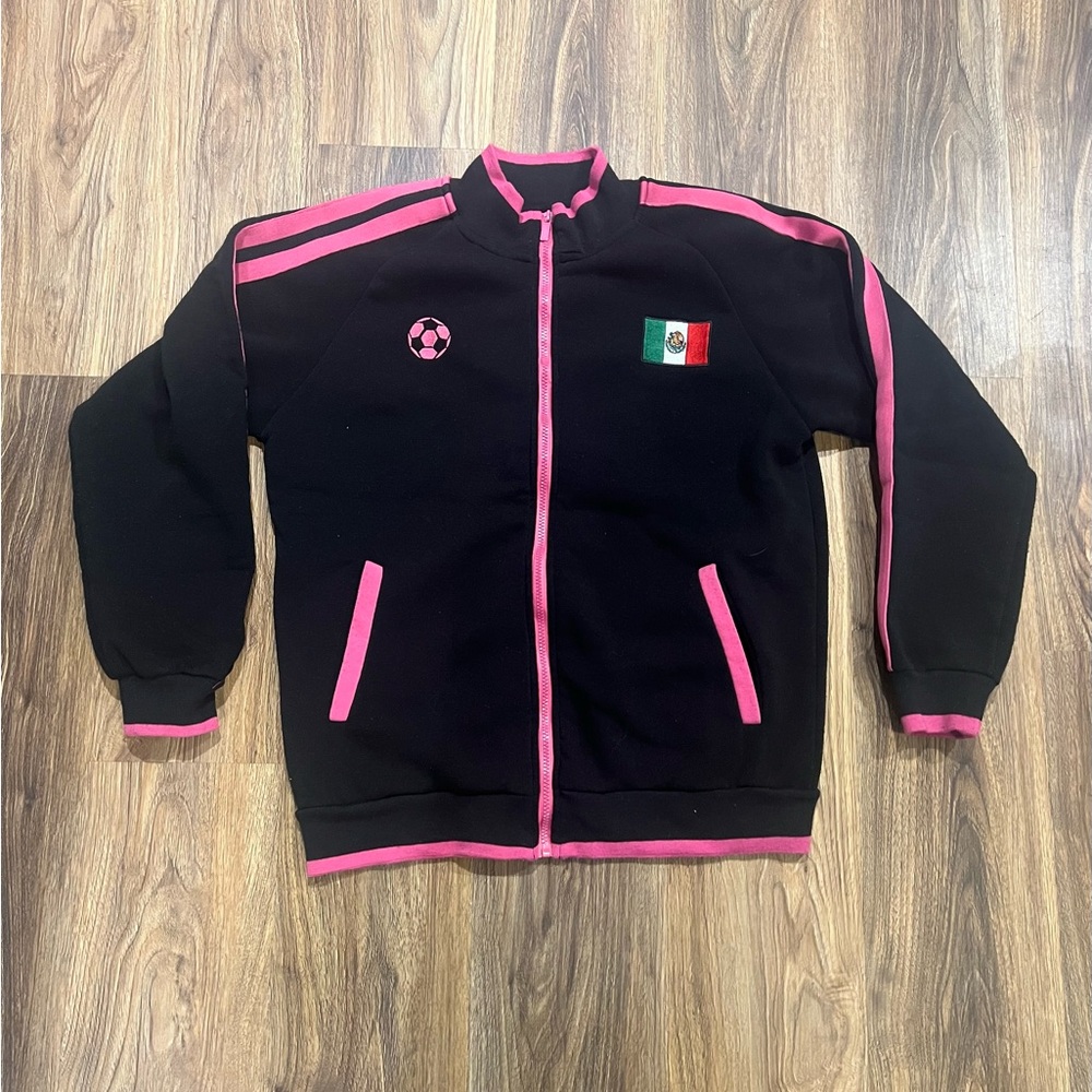 Women's Mexico Soccer Track Jacket - Black & Hot Pink - Size Medium